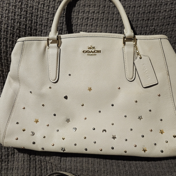 Coach Cream Studded Women's Satchel